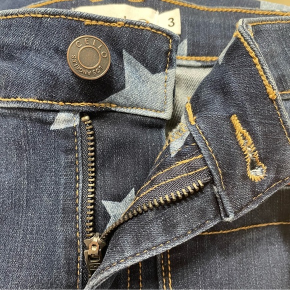 Cello Star Print Flare Bell Bottom High Rise Long Length Women's Jeans Size 3 - Picture 11 of 14